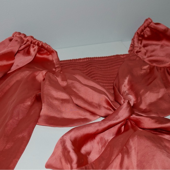 FREE PEOPLE — JUSTIN SATIN CUT OUT MINI DRESS IN CORAL, US M, ORIGINALLY $298 - Picture 7 of 16